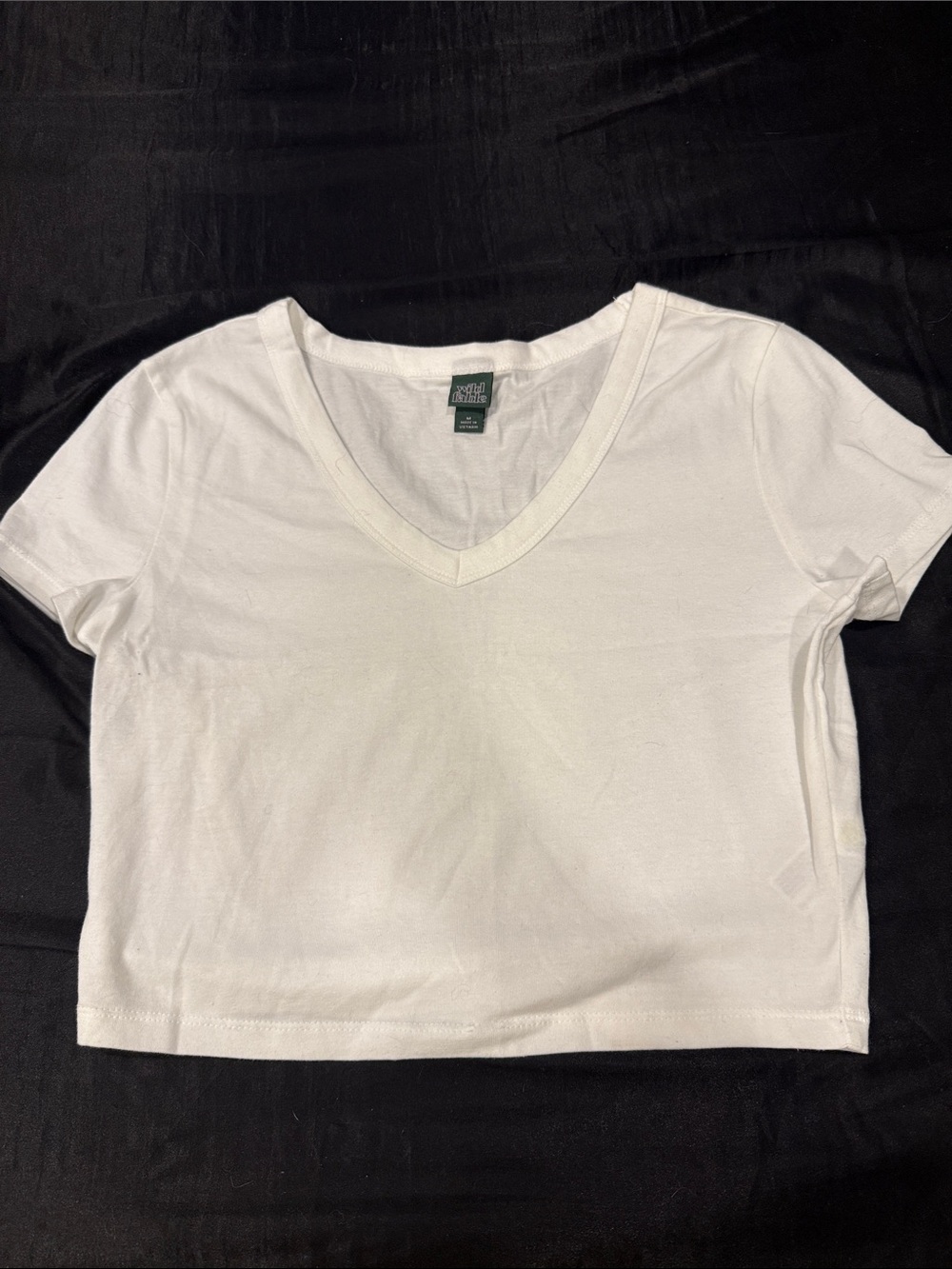 White V-Neck Cropped Tee